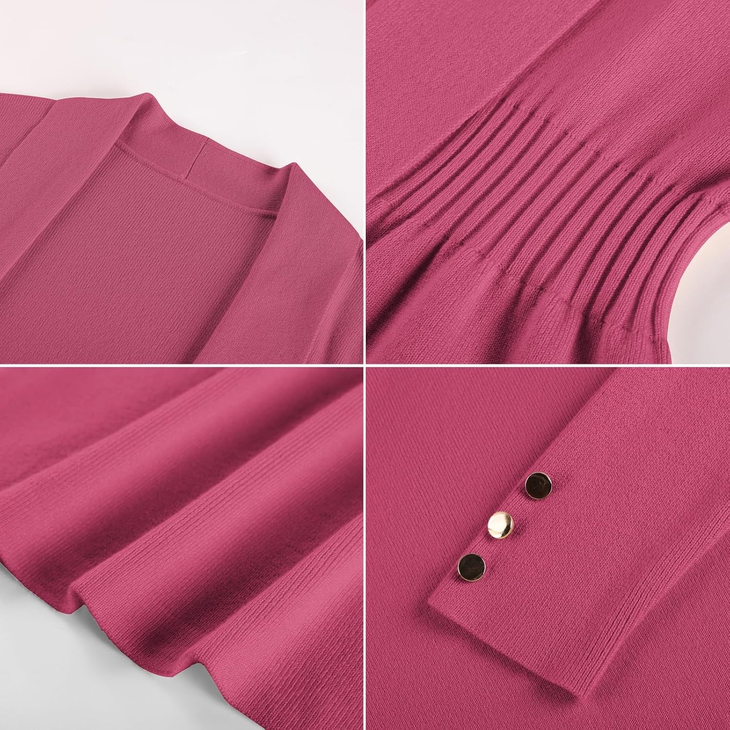 image:imageGRACE KARIN Cardigan for Women Open Front Peplum Tops 2026 Fall Outfits Ribbed Cinched Waist Lightweight Knit Sweaters Teacher Outfits Business Casual Outfits Trendy Work Office WearDark Rose Red