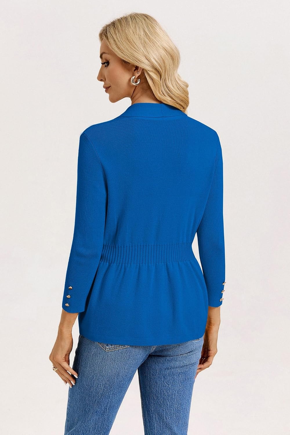 image:imageGRACE KARIN Cardigan for Women Open Front Peplum Tops 2026 Fall Outfits Ribbed Cinched Waist Lightweight Knit Sweaters Teacher Outfits Business Casual Outfits Trendy Work Office WearRoyal Blue