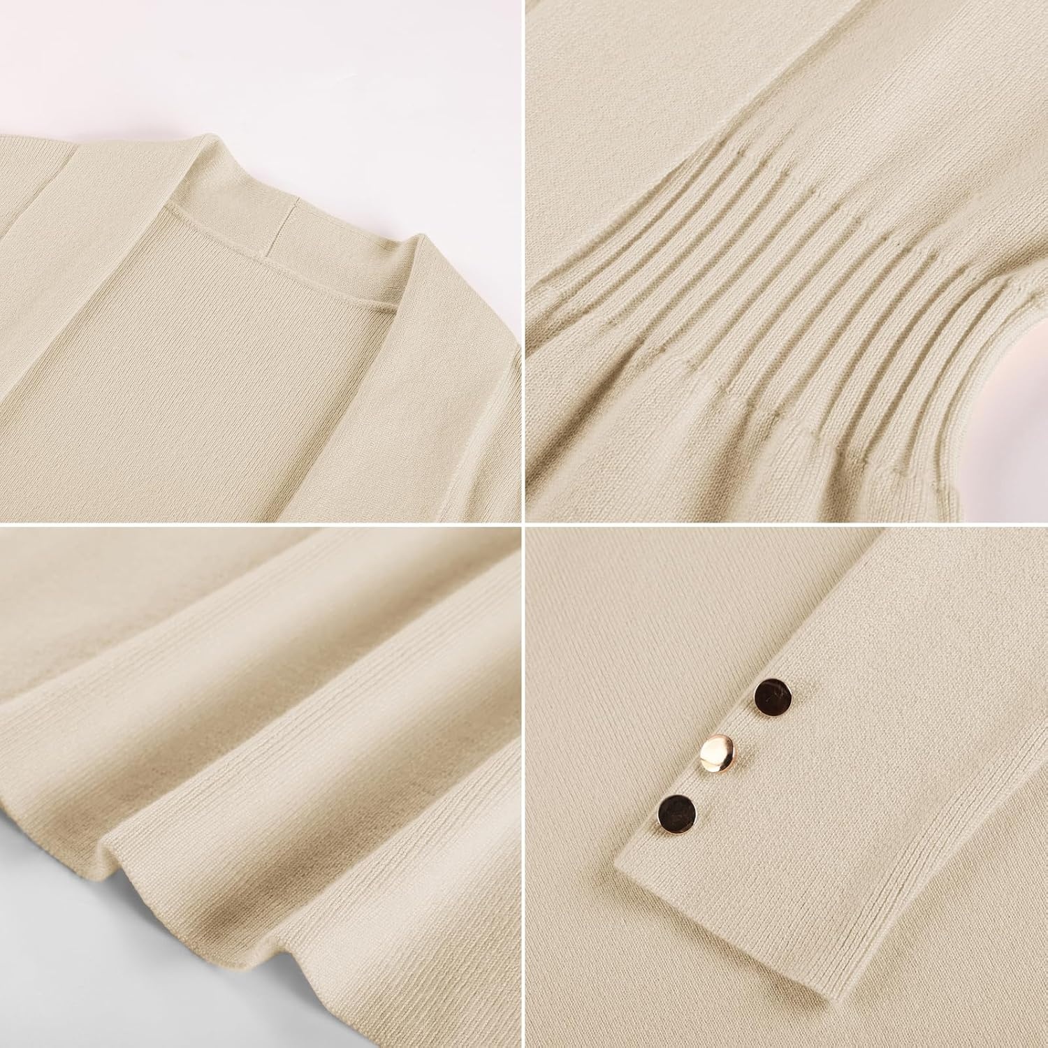 image:imageGRACE KARIN Cardigan for Women Open Front Peplum Tops 2026 Fall Outfits Ribbed Cinched Waist Lightweight Knit Sweaters Teacher Outfits Business Casual Outfits Trendy Work Office WearBeige