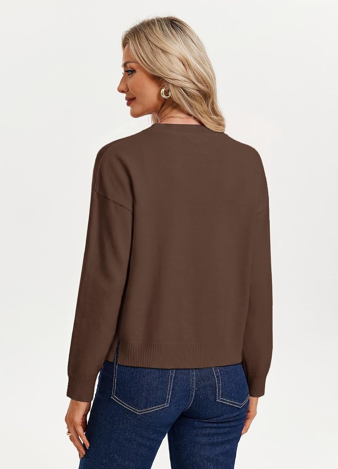 image:imageGRACE KARIN Cropped Cardigan Sweaters for Women Cotton Button up Sweater Oversized Knit Cardigans Trendy 2026Chocolate Brown