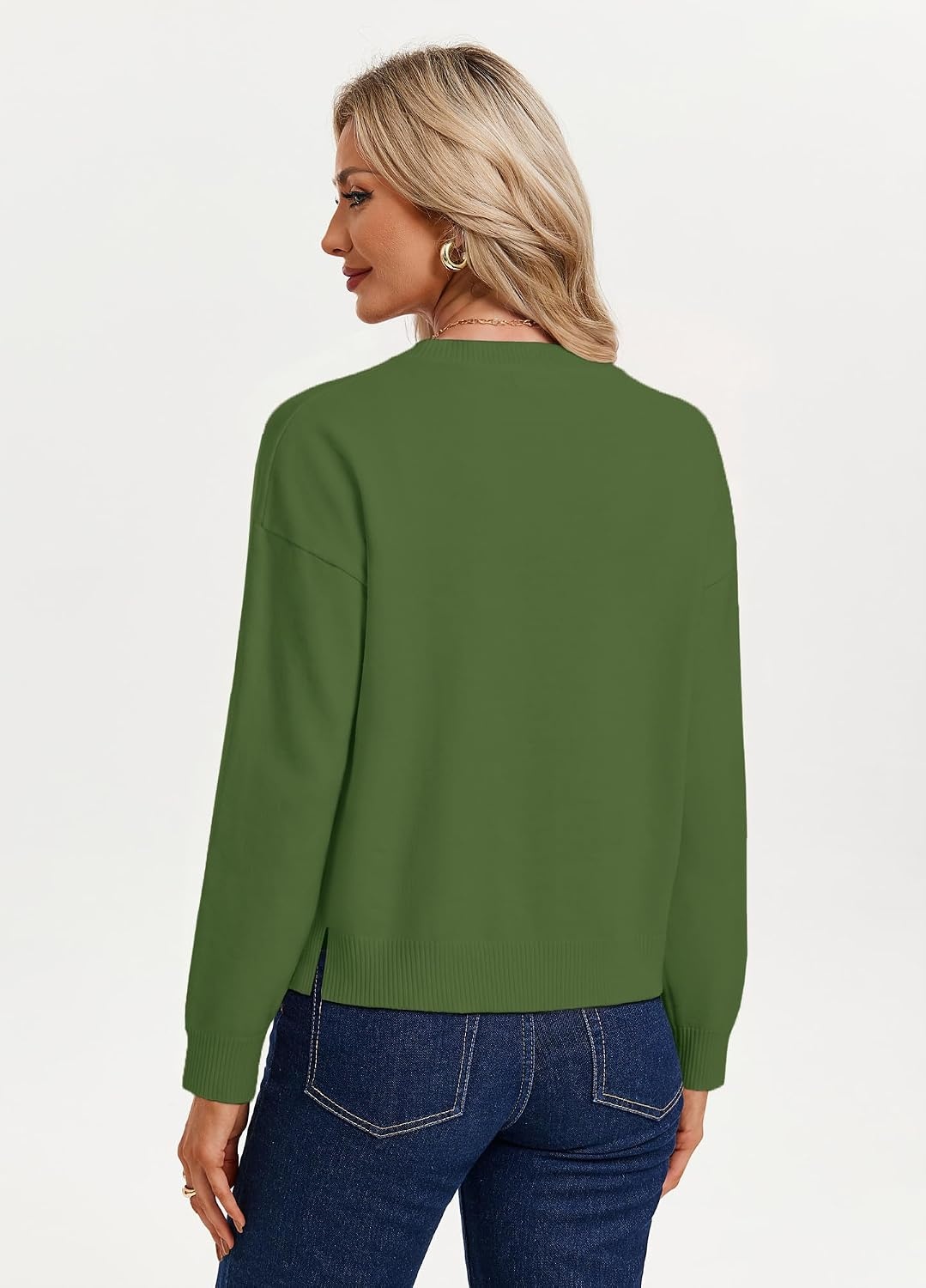 image:imageGRACE KARIN Cropped Cardigan Sweaters for Women Cotton Button up Sweater Oversized Knit Cardigans Trendy 2026Green