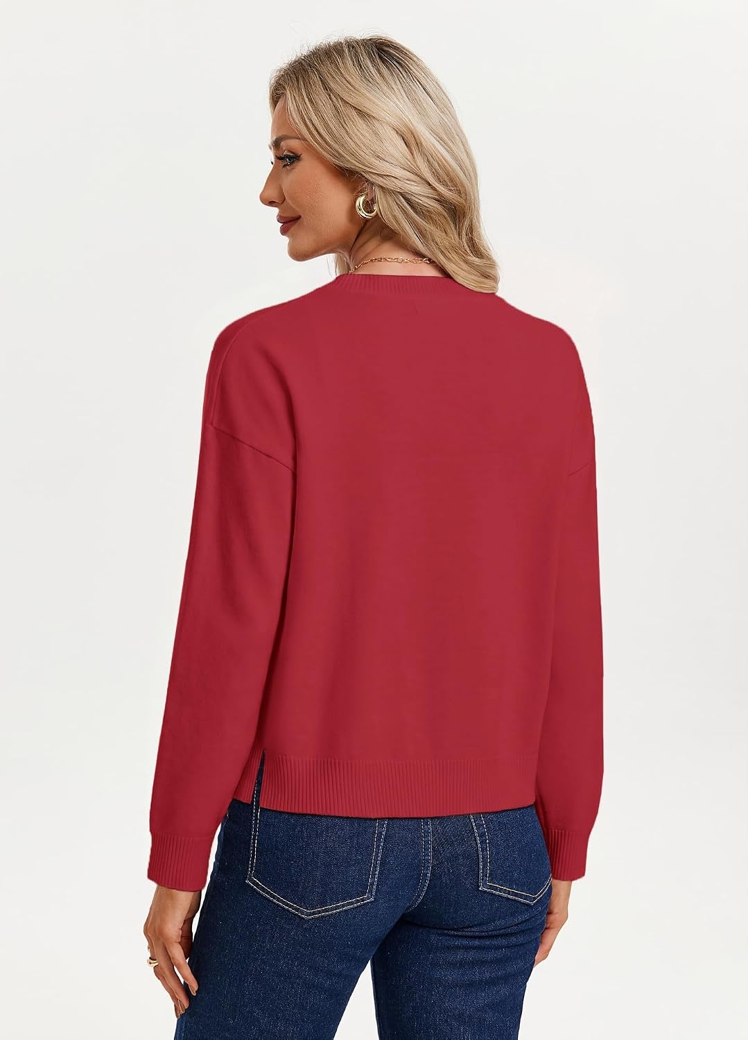 image:imageGRACE KARIN Cropped Cardigan Sweaters for Women Cotton Button up Sweater Oversized Knit Cardigans Trendy 2026Red