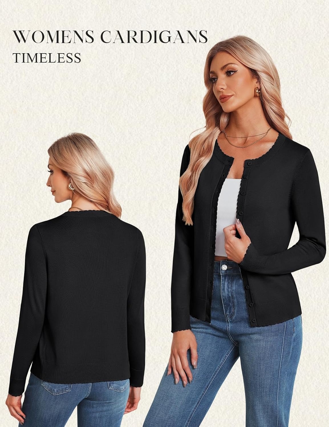 image:imageGRACE KARIN Women 2026 Lightweight Long Sleeve Fall Cardigan Sweaters Longsleeve Silhouette Full Front Buttonup Closure Casual Outfits for Fall amp Winter Daily WearBlack