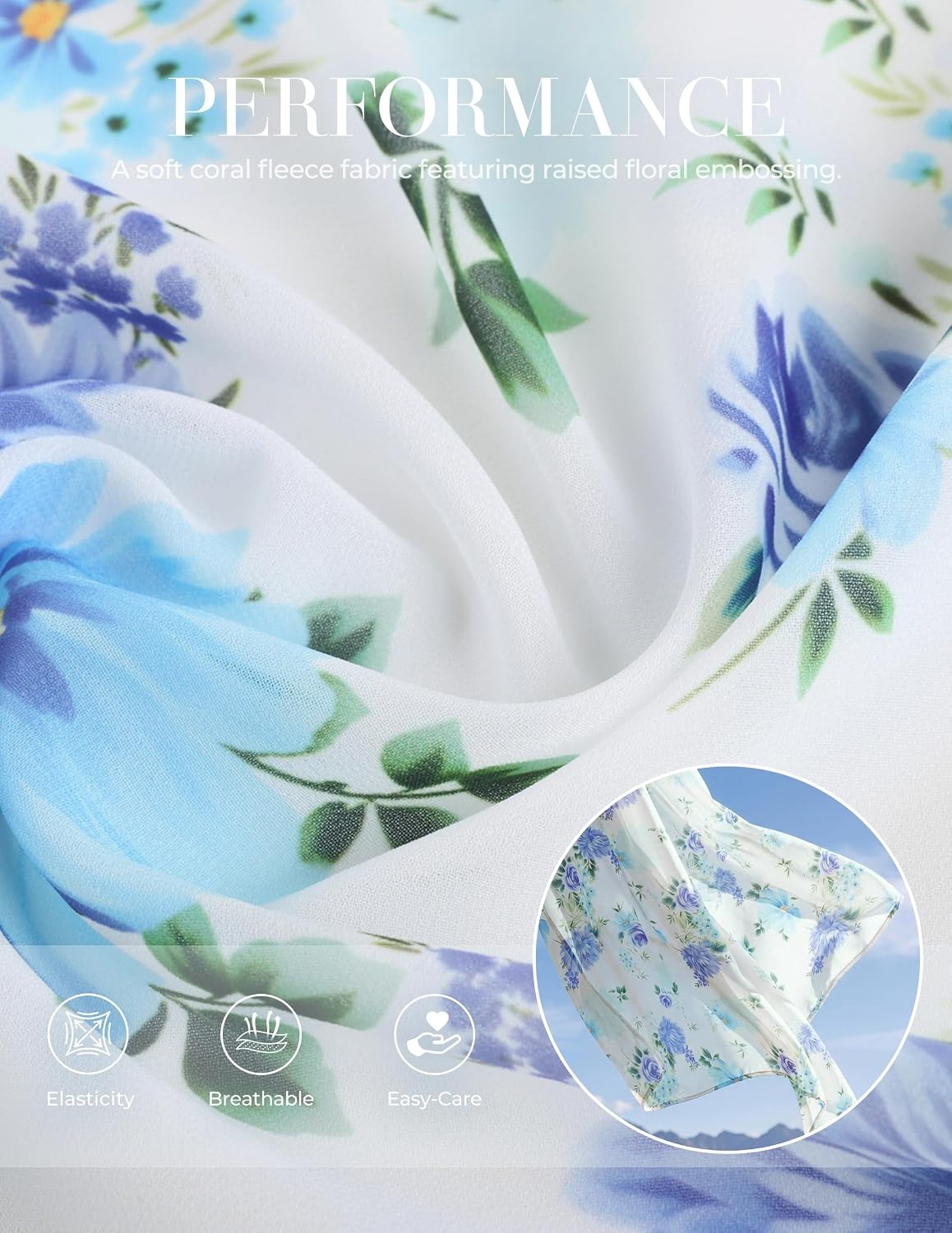 image:imageGRACE KARIN Womens Floral Long Sleeve Wedding Guest Dress Pockets Chiffon V Neck Empire Waist 2026 Fall Dresses Flowy A Line Ruffle Tiered SemiFormal Bridal ShowerWhite Blue Floral