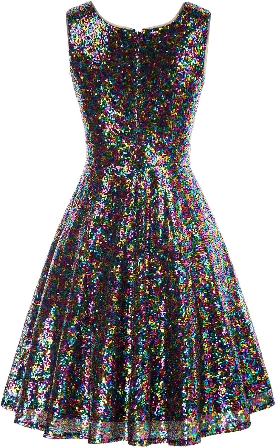 image:imageGRACE KARIN Womens Sparkly Sequin Cocktail Dresses Formal Prom Party A Line Dresses Wedding Guest Glitter Midi DressMulticolor2sequin