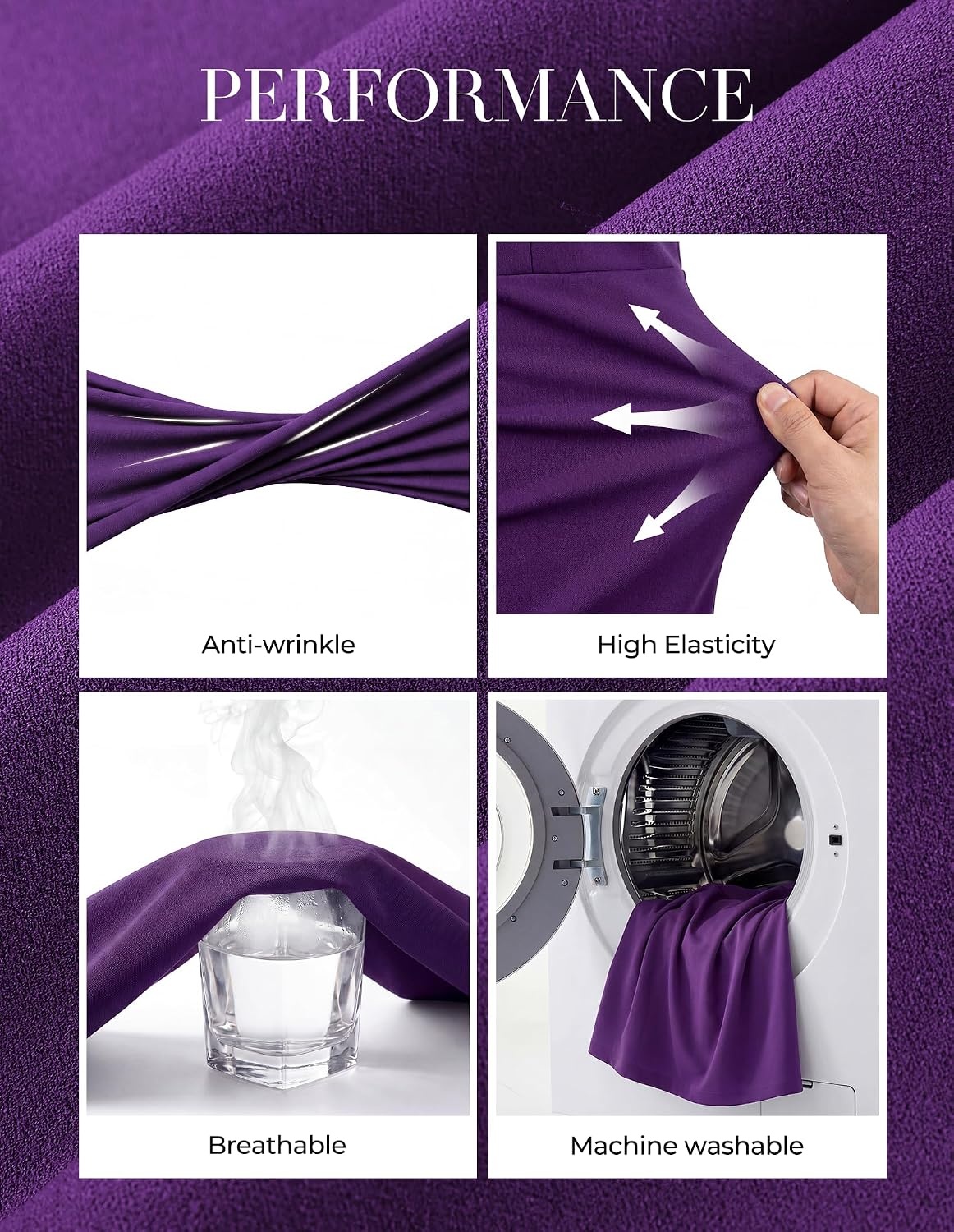 image:imageGRACE KARIN Womens Work 34 Sleeve Bodycon Business Dress 2026 V NeckBeltedPencilKnee LengthHidden Back ZipperBusiness CasualChurchOfficeFuneralTravelCocktailProfessionalDeep Purple