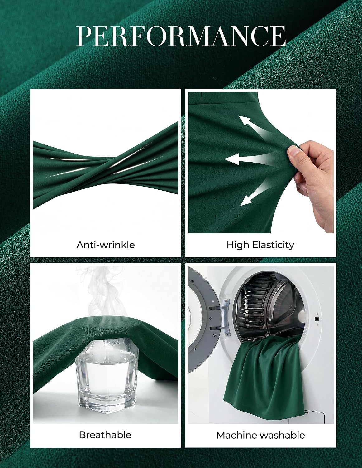 image:imageGRACE KARIN Womens Work 34 Sleeve Bodycon Business Dress 2026 V NeckBeltedPencilKnee LengthHidden Back ZipperBusiness CasualChurchOfficeFuneralTravelCocktailProfessionalDark Green