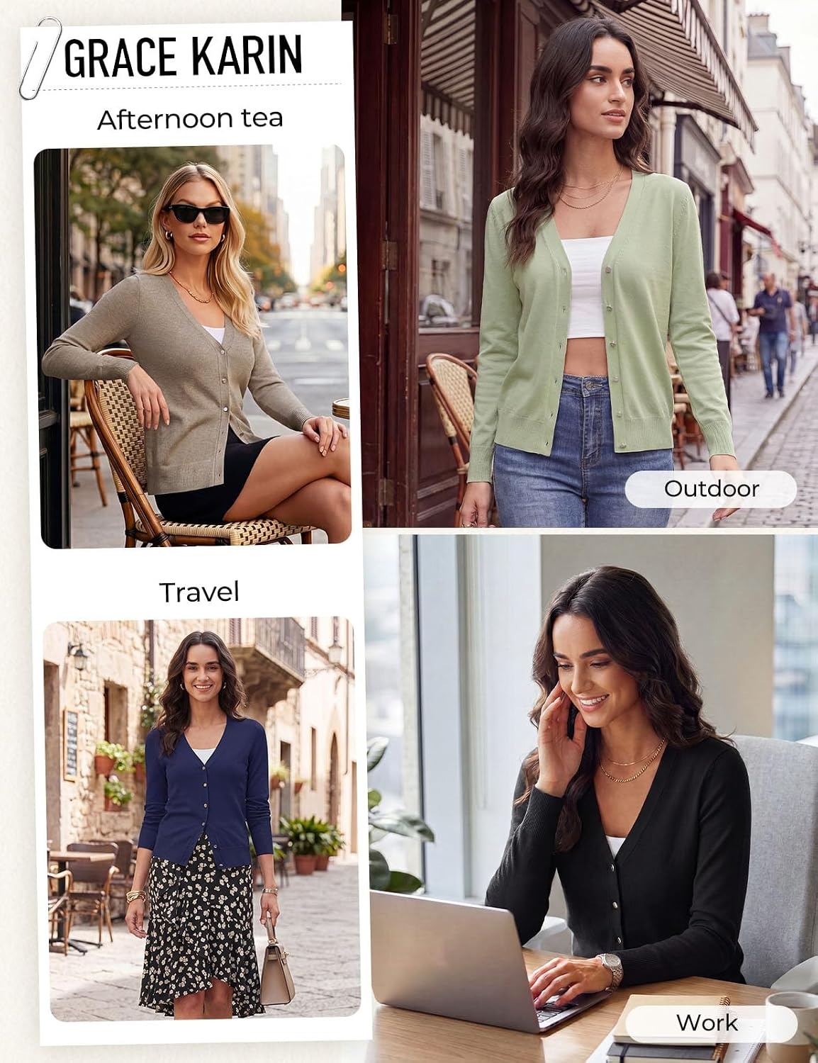 image:imageGrace KACIN Cardigan Sweaters for Women Lightweight Fall Fashion Outfits Button Up Sweater Long Sleeve V Neck Teacher Outfits 2026 Fall Fashion Business Casual Fashion TopsNavy Blue