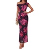 Floral Black Rose Red