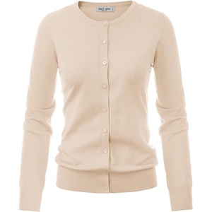 GRACE KARIN Button Up Sweaters for Women, Long Sleeve Cardigans, Lightweight Knit Cardigan Trendy Pale Apricot 2XL