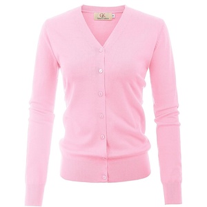 GRACE KARIN Cardigan Sweater for Women V Neck Lightweight Knit Fall Outfits | Button Up Sweaters, Long Sleeve Basic Soft Clothes, Business Casual Fashion Tops, for Work Daily(Pink)