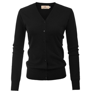 GRACE KARIN Cardigan Sweater for Women V Neck Lightweight Knit Fall Outfits | Button Up Sweaters, Long Sleeve Basic Soft Clothes, Business Casual Fashion Tops, for Work Daily(Black)
