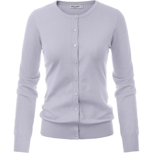 GRACE KARIN Cardigan Sweaters for Women, Lightweight Trendy Long Sleeve Button Down Sweater Light Purple L