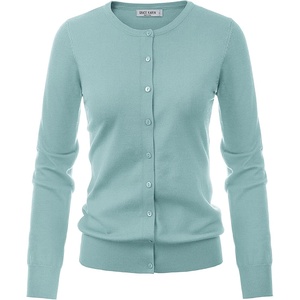 GRACE KARIN Lightweight Cardigan Sweaters for Women, Open Front Long Sleeve Shrug, Knitted Cardigan Jackets Blue Green 3XL