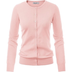 GRACE KARIN Womens Cardigans Sweater Long Sleeve, Lightweight Summer Cardigan, Crew Neck Knit Outfits Pale Pink S