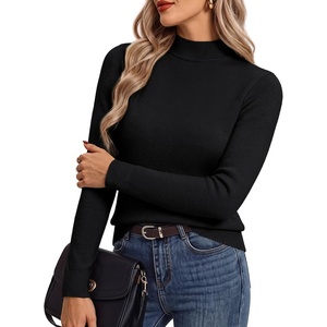 GRACE KARIN Women’s Fleece Sherpa Lined Sweater Mock Neck Long Sleeve Thermal Pullover 2026 Fall Winter Slim Jumper Tops(Black)