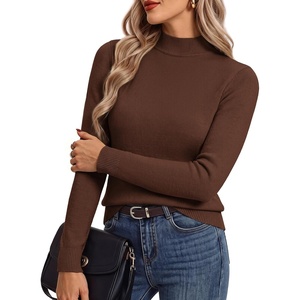 GRACE KARIN Women’s Fleece Sherpa Lined Sweater Mock Neck Long Sleeve Thermal Pullover 2026 Fall Winter Slim Jumper Tops(Coffee)