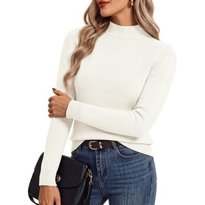 GRACE KARIN Women’s Fleece Sherpa Lined Sweater Mock Neck Long Sleeve Thermal Pullover 2026 Fall Winter Slim Jumper Tops(Ivory White)