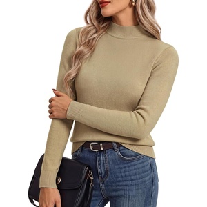 GRACE KARIN Women’s Fleece Sherpa Lined Sweater Mock Neck Long Sleeve Thermal Pullover 2026 Fall Winter Slim Jumper Tops(Light Camel)