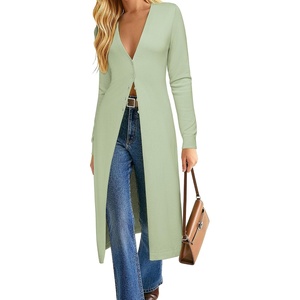 GRACE KARIN Womens Long Cardigan Trendy, Lightweight Knit Dusters Coat | V Neck Button Up Sweaters Maxi Dress, for Casual Dressy Work, 2026 Fall Fashion Clothes(Light Green)