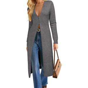 GRACE KARIN Womens Long Cardigan Trendy, Lightweight Knit Dusters Coat | V Neck Button Up Sweaters Maxi Dress, for Casual Dressy Work, 2026 Fall Fashion Clothes(Dark Grey)