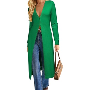 GRACE KARIN Womens Long Cardigan Trendy, Lightweight Knit Dusters Coat | V Neck Button Up Sweaters Maxi Dress, for Casual Dressy Work, 2026 Fall Fashion Clothes(Green)