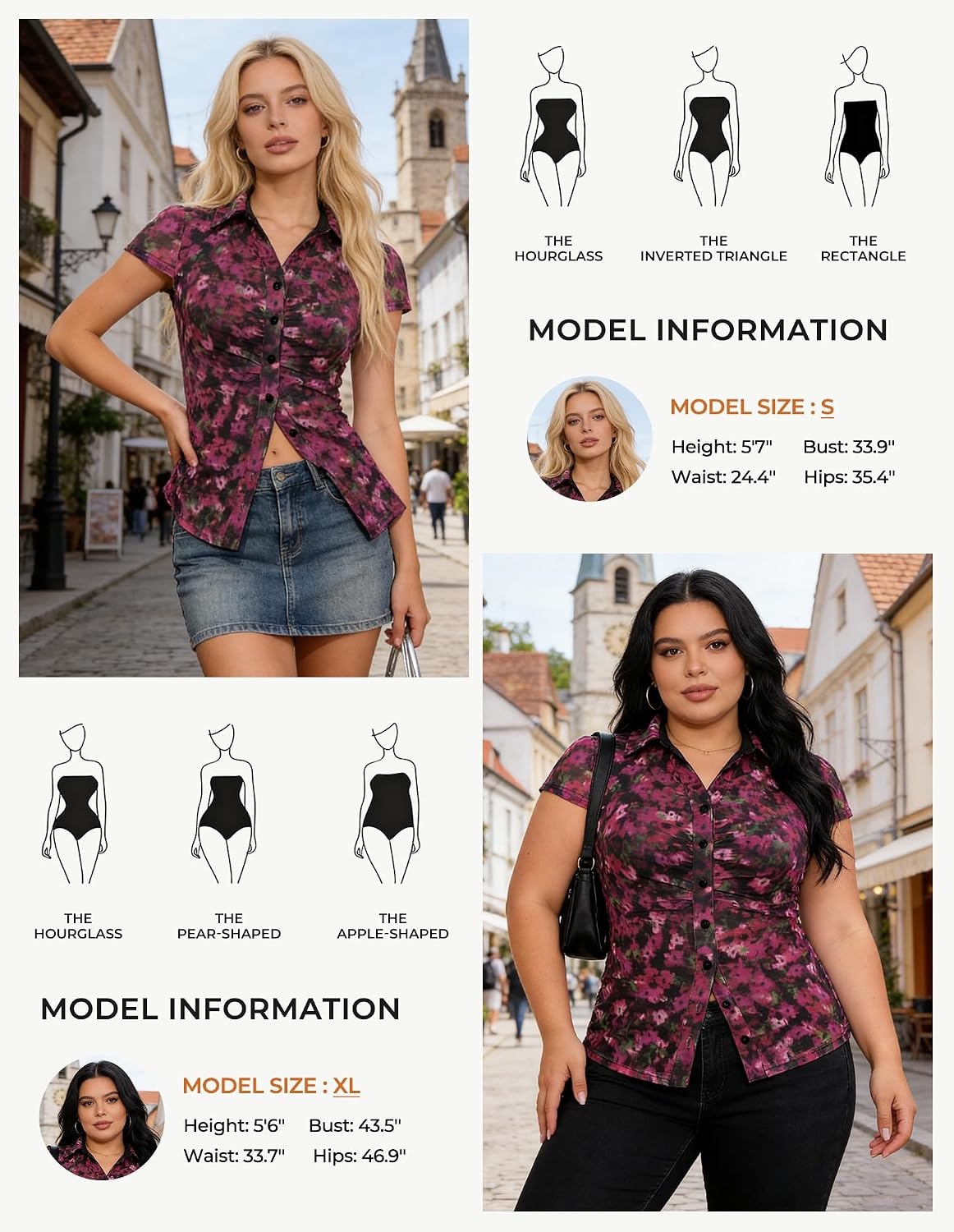 image:imageGRACE KARIN 2026 Women Mesh Boho Tops Dressy Casual Floral Work Blouses Short Sleeve Top Button Down Collared Shirts V Neck Slim Fit Ruched Fashion Summer ClothesBlack Red