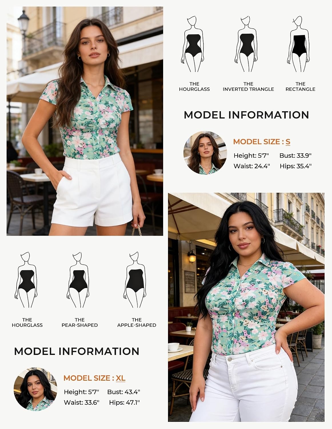 image:imageGRACE KARIN 2026 Women Mesh Boho Tops Dressy Casual Floral Work Blouses Short Sleeve Top Button Down Collared Shirts V Neck Slim Fit Ruched Fashion Summer ClothesGreen