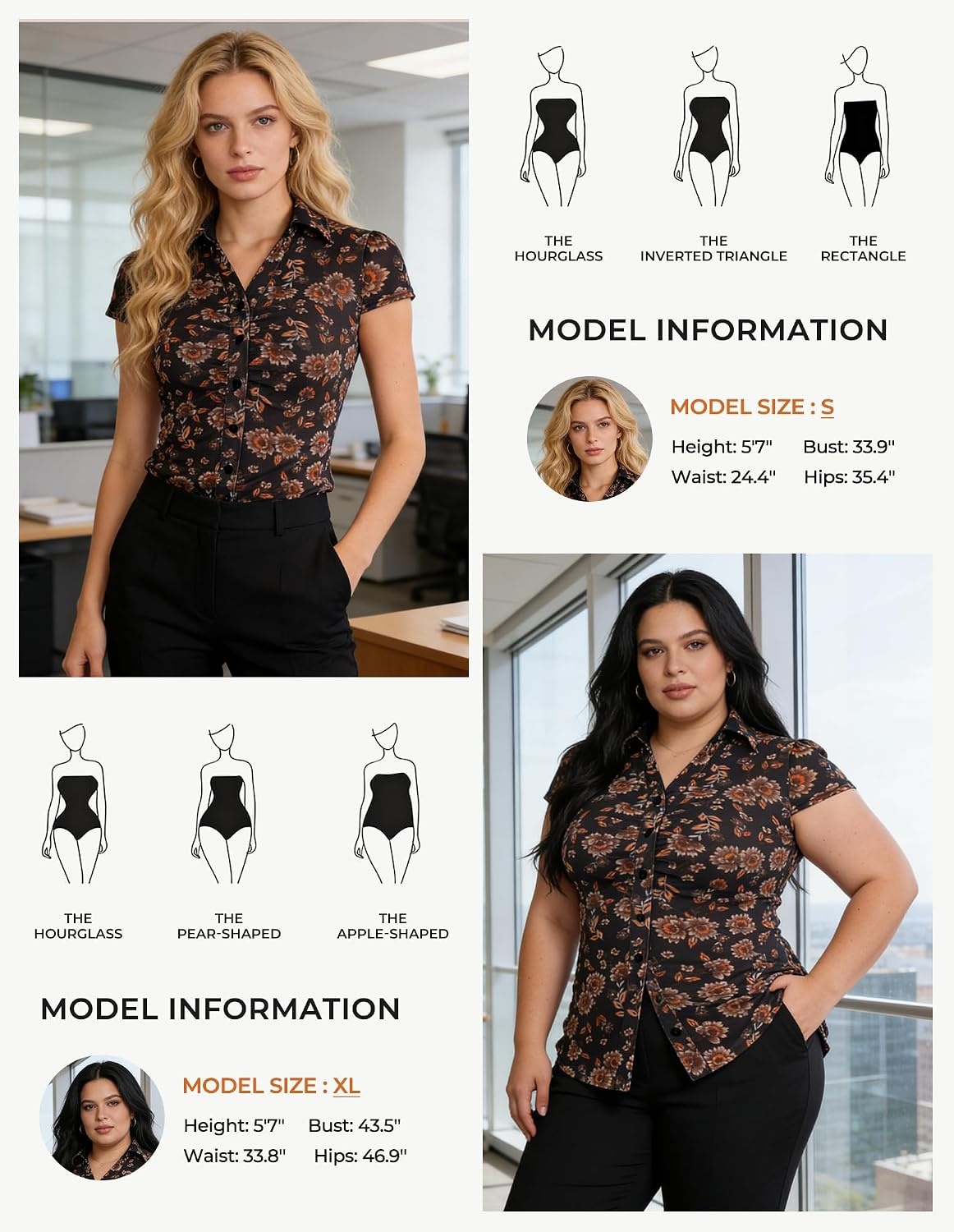 image:imageGRACE KARIN 2026 Women Mesh Boho Tops Dressy Casual Floral Work Blouses Short Sleeve Top Button Down Collared Shirts V Neck Slim Fit Ruched Fashion Summer ClothesBlack Floral