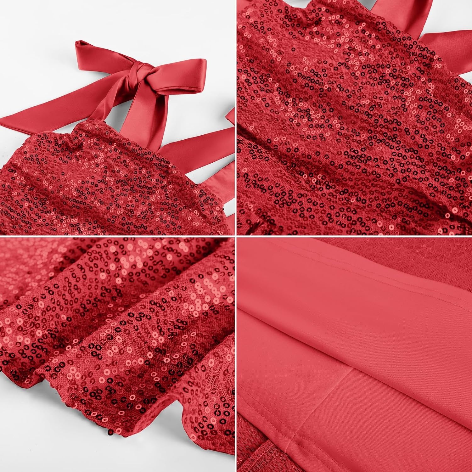 image:imageGRACE KARIN Girls Sequin Dress Halter Tie Back Tween Party Fancy Gown 714 Sparkle ALine Sleeveless Prom Birthday Wedding Graduation Flower Girl Pageant Dance Formal Homecoming Princess Party OutfitRed Sequin