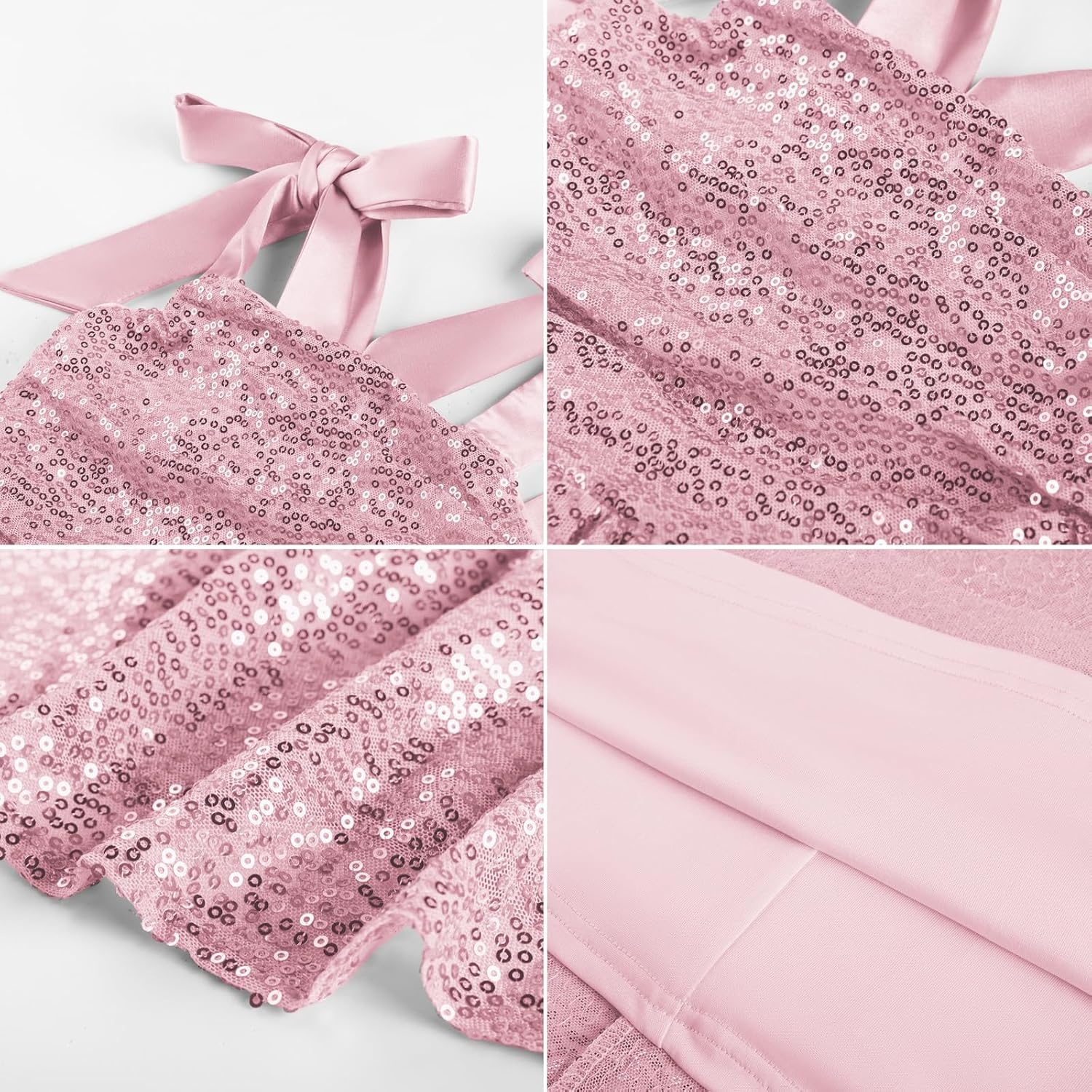 image:imageGRACE KARIN Girls Sequin Dress Halter Tie Back Tween Party Fancy Gown 714 Sparkle ALine Sleeveless Prom Birthday Wedding Graduation Flower Girl Pageant Dance Formal Homecoming Princess Party OutfitPink Sequin