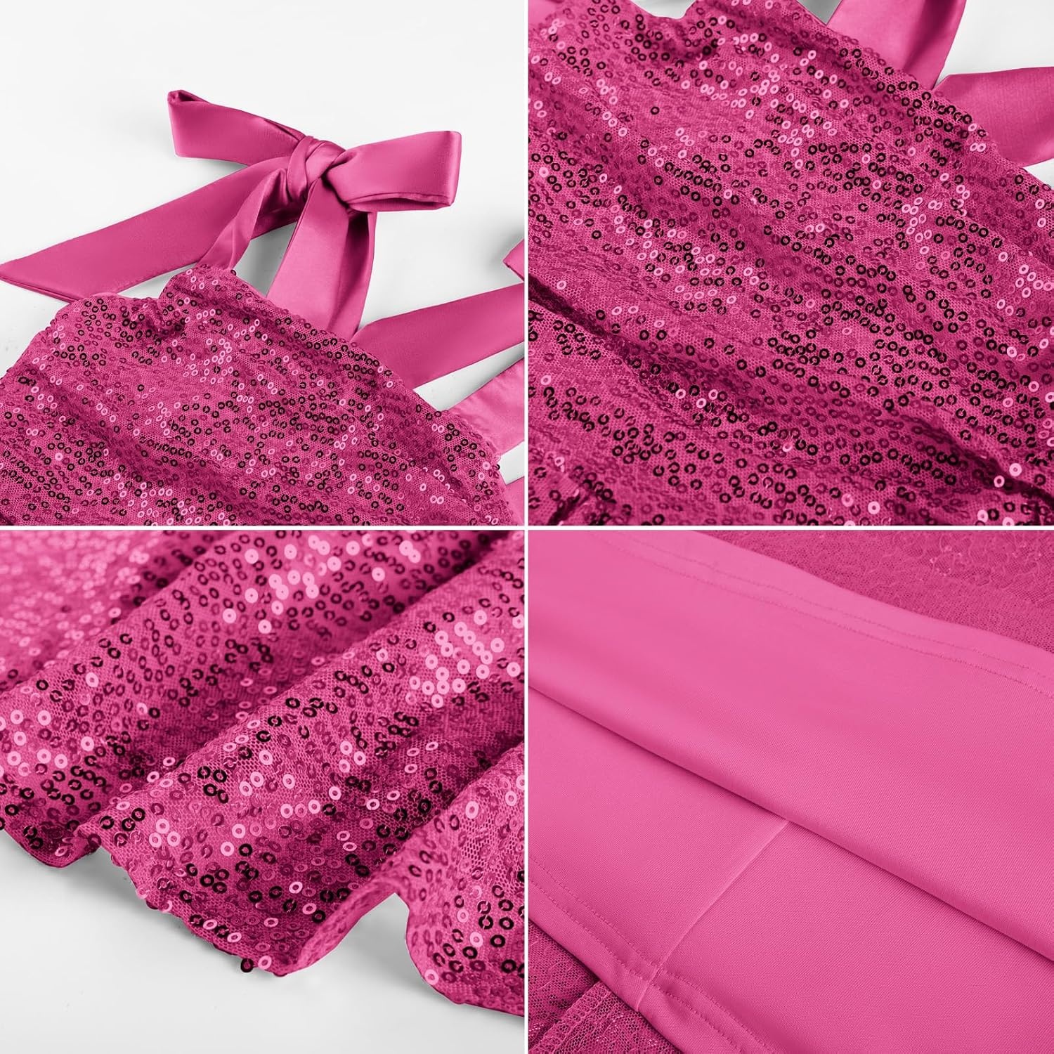 image:imageGRACE KARIN Girls Sequin Dress Halter Tie Back Tween Party Fancy Gown 714 Sparkle ALine Sleeveless Prom Birthday Wedding Graduation Flower Girl Pageant Dance Formal Homecoming Princess Party OutfitHot Pink Sequin
