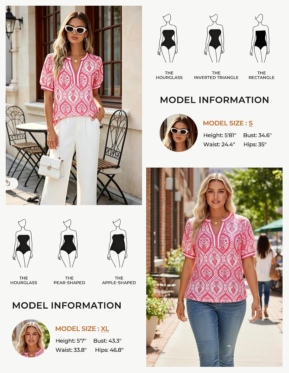 image:imageGRACE KARIN Women Boho Floral Tops 2026 Summer V Neck Puff Short Sleeve Dressy Casual ShirtsFolk Pink Flower