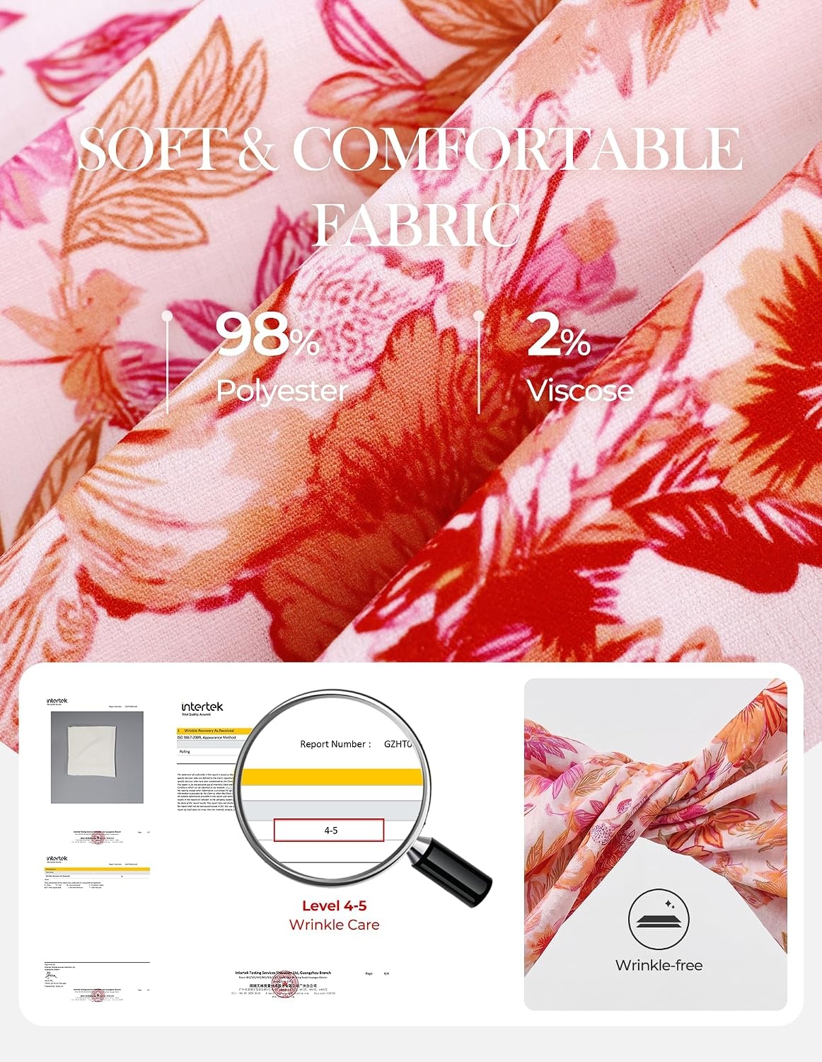image:imageGRACE KARIN Women Boho Floral Tops 2026 Summer V Neck Puff Short Sleeve Dressy Casual ShirtsOrange Red Flower