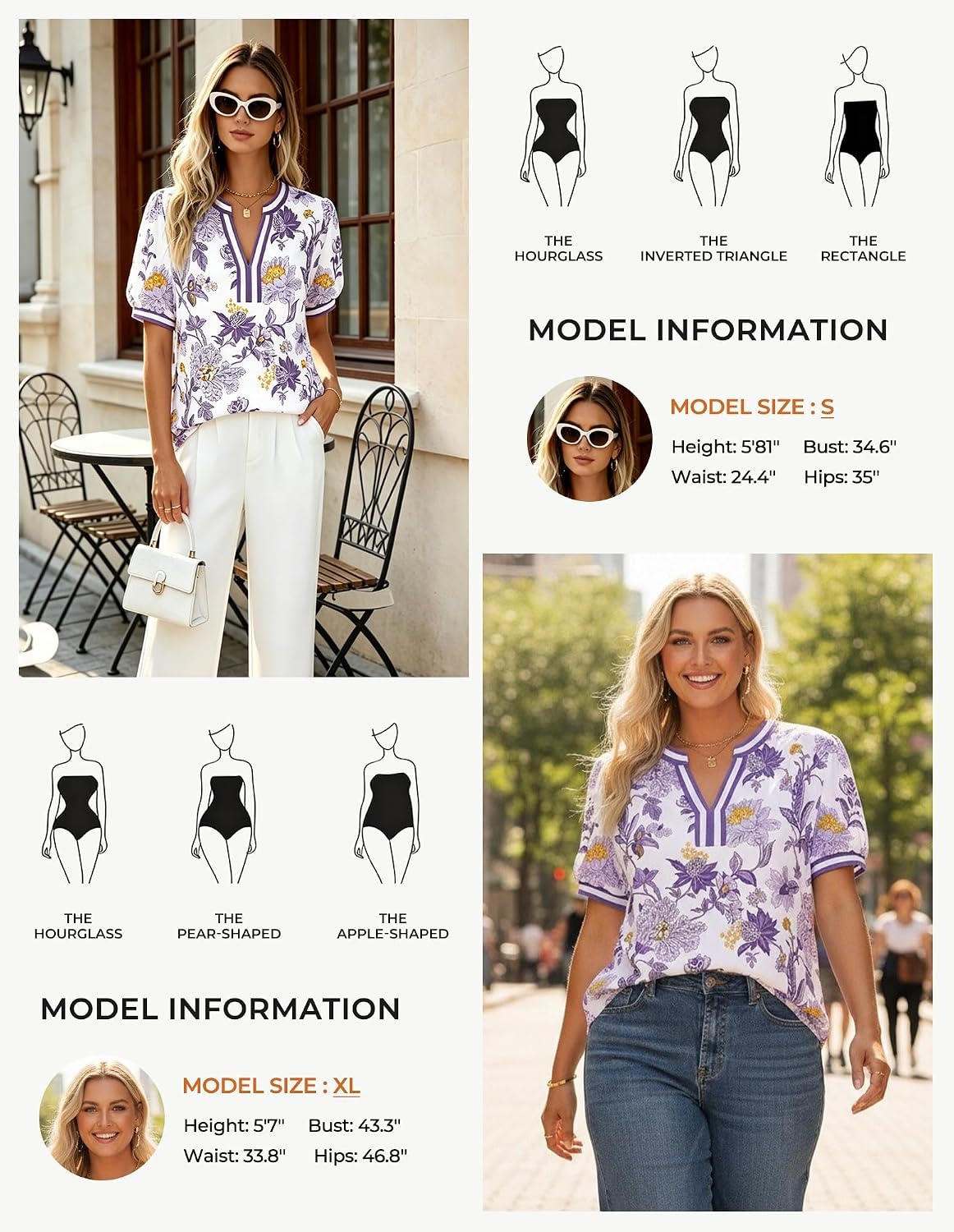 image:imageGRACE KARIN Women Boho Floral Tops 2026 Summer V Neck Puff Short Sleeve Dressy Casual ShirtsPurple Flower
