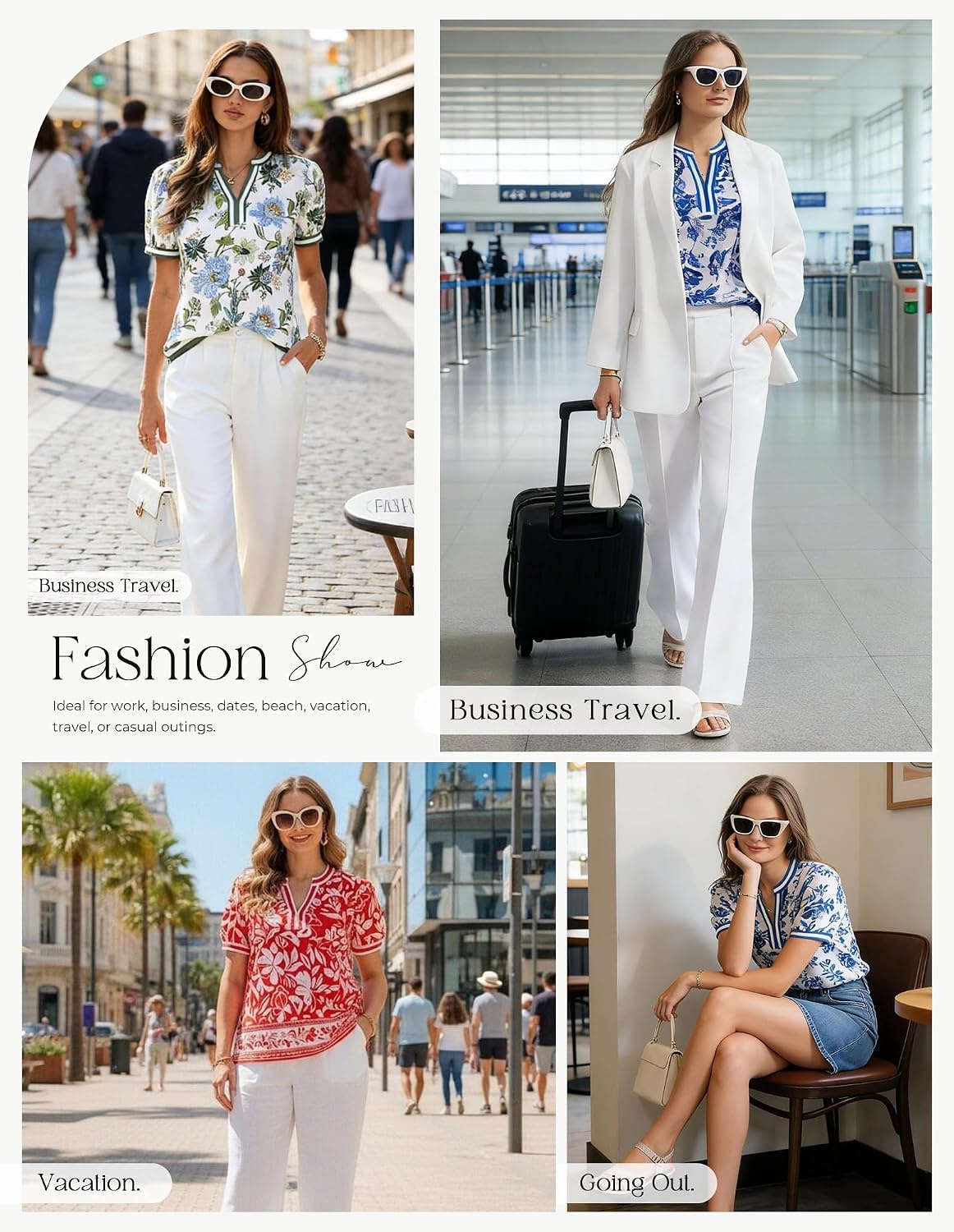 image:imageGRACE KARIN Women Boho Floral Tops 2026 Summer V Neck Puff Short Sleeve Dressy Casual ShirtsPurple Flower
