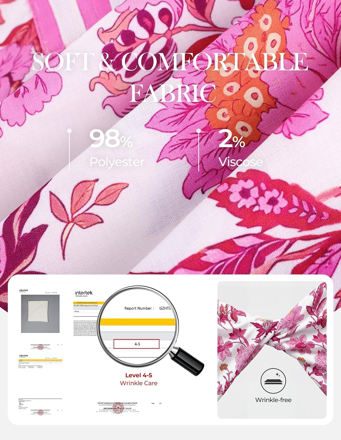 image:imageGRACE KARIN Women Boho Floral Tops 2026 Summer V Neck Puff Short Sleeve Dressy Casual ShirtsRosered Flower