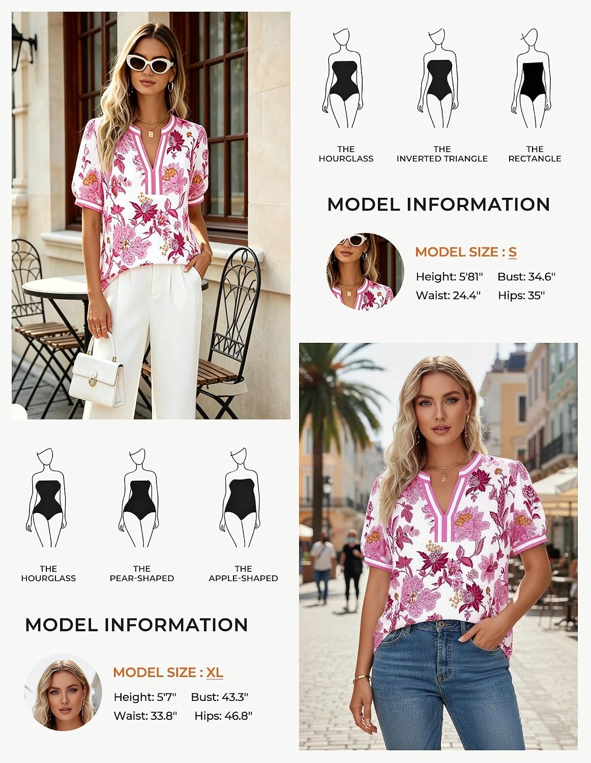 image:imageGRACE KARIN Women Boho Floral Tops 2026 Summer V Neck Puff Short Sleeve Dressy Casual ShirtsRosered Flower