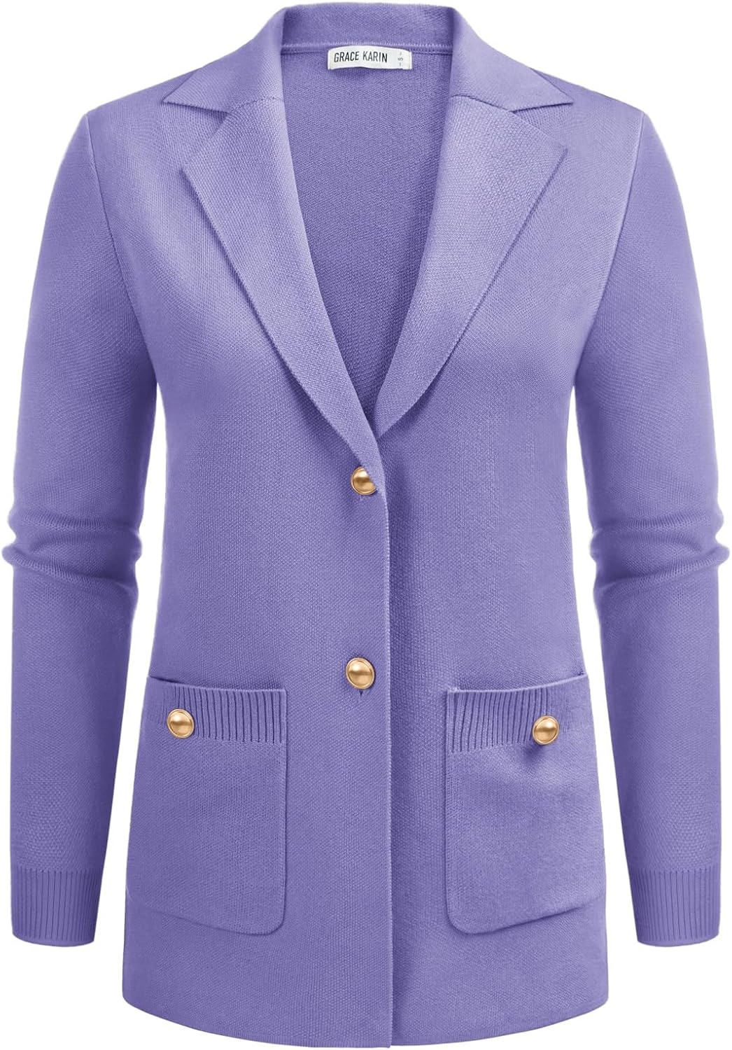 image:imageGRACE KARIN Women Sweater Blazers Business Casual Long Sleeve Work Cardigan Open Front Lapel Suit Jackets with PocketsLilac