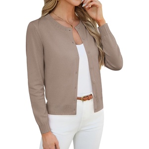 GRACE KARIN Womens Cropped Cardigan Sweaters Trendy Lightweight Shrugs Button Up Long Sleeve Fall Fashion Outfits(Camel)