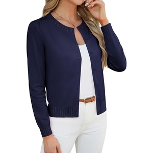GRACE KARIN Womens Cropped Cardigan Sweaters Trendy Lightweight Shrugs Button Up Long Sleeve Fall Fashion Outfits(Navy Blue)