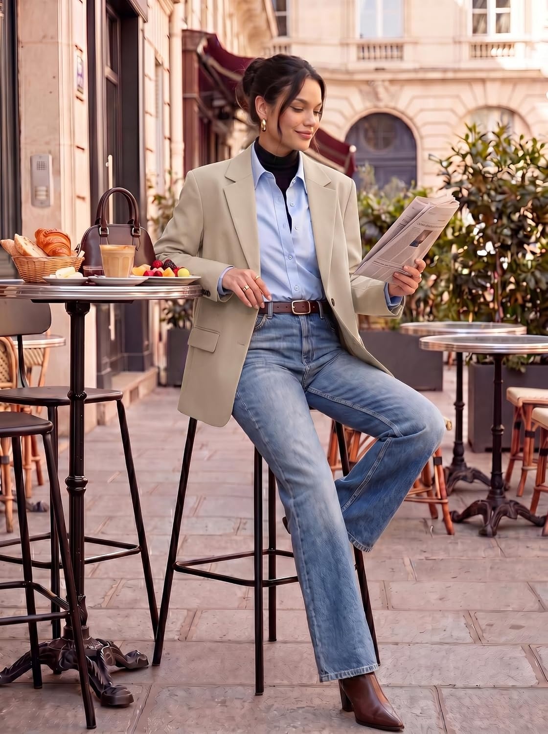 image:imageGRACE KARIN Womens Blazer Business Casual 2026 Relaxed Fit Lapel Open Front 2 flap Pockets Button Cuff Long Sleeve All Seasons Dressy Versatile Work interview Suit JacketsApricot