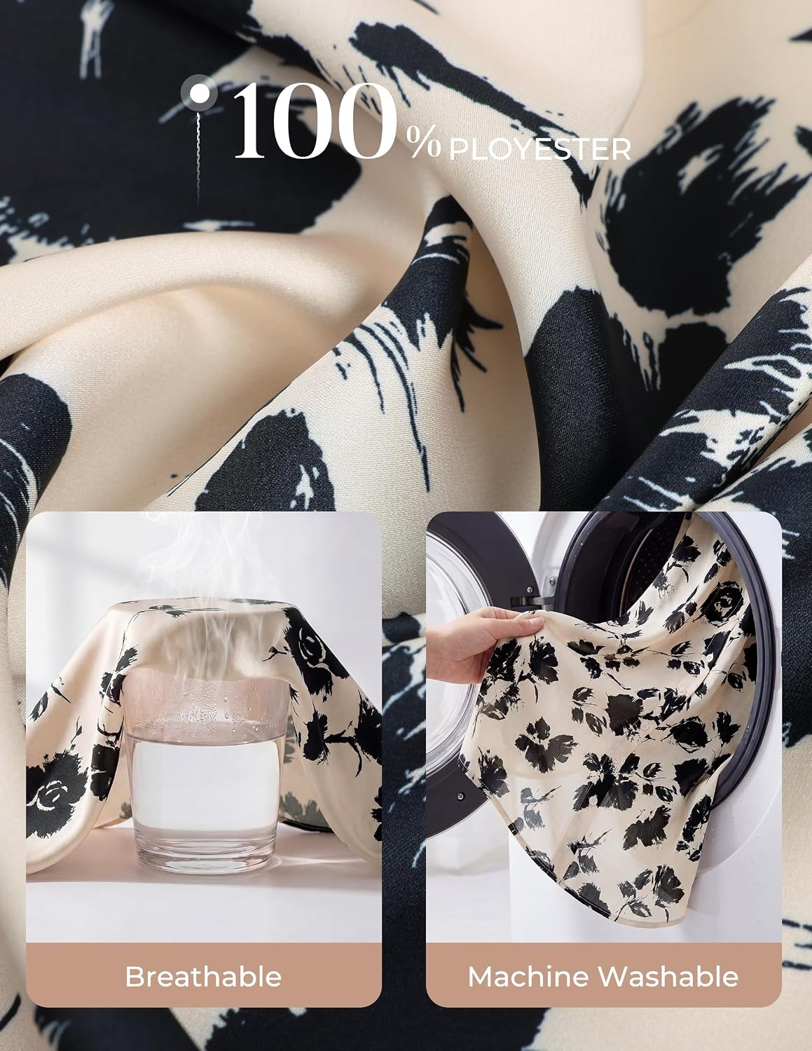 image:imageGRACE KARIN Womens Long Sleeve Silk Button Down Shirts 2026 Satin Floral Blouses Dressy CasualFall Business Work TopsApricot Black Floral