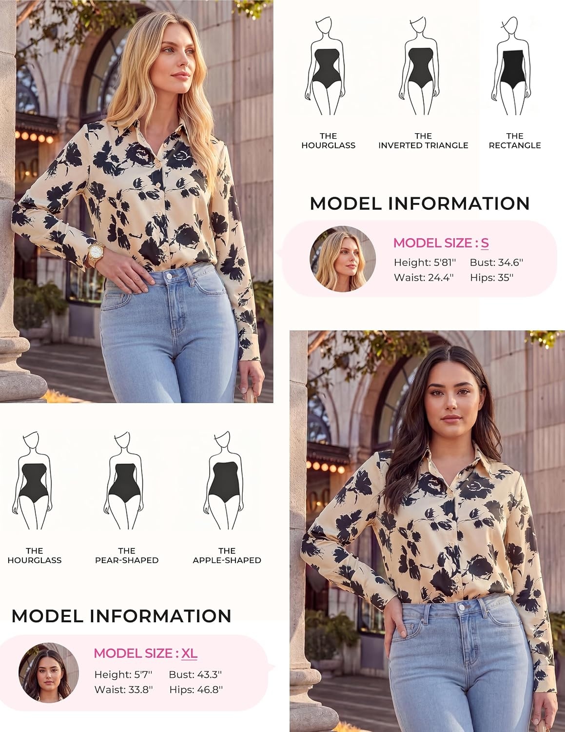 image:imageGRACE KARIN Womens Long Sleeve Silk Button Down Shirts 2026 Satin Floral Blouses Dressy CasualFall Business Work TopsApricot Black Floral