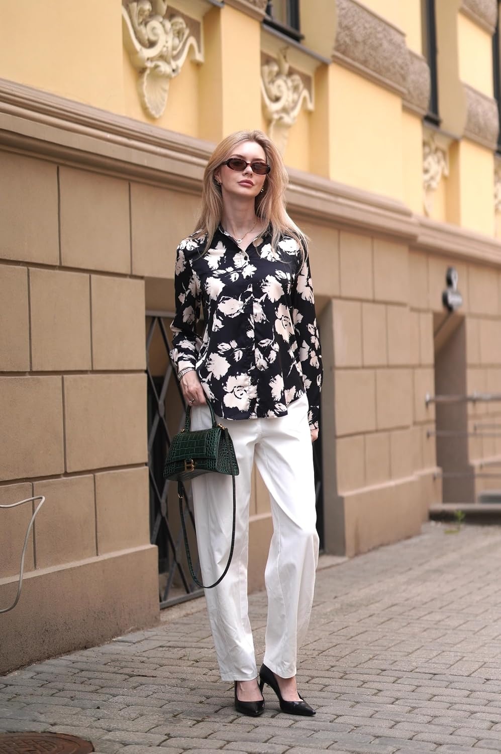 image:imageGRACE KARIN Womens Long Sleeve Silk Button Down Shirts 2026 Satin Floral Blouses Dressy CasualFall Business Work TopsApricot Floral