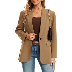 GRACE KARIN Women 2026 Business Casual Blazer,Fall Work Office Suit Jackets | Long Sleeve Open Front Button, Lapel Outfits with Pockets, Classic Shawl Collar, Dressy Interview Professional Coat(Khaki)