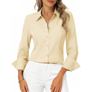 GRACE KARIN Womens Button Down Dress Shirts Long Sleeve Collared Tops | 2026 Fall Fashion Clothing, Business Casual Outfits, Office Work Tops(Butter Yellow)