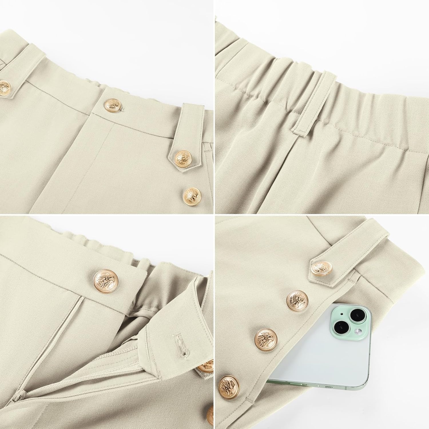 image:imageGRACE KARIN Wide Leg Dress Pants for Women 2026 Business Casual Trousers High Waisted Work Buttons with Pockets Straight Leg Teacher Flowy PalazzoApricot