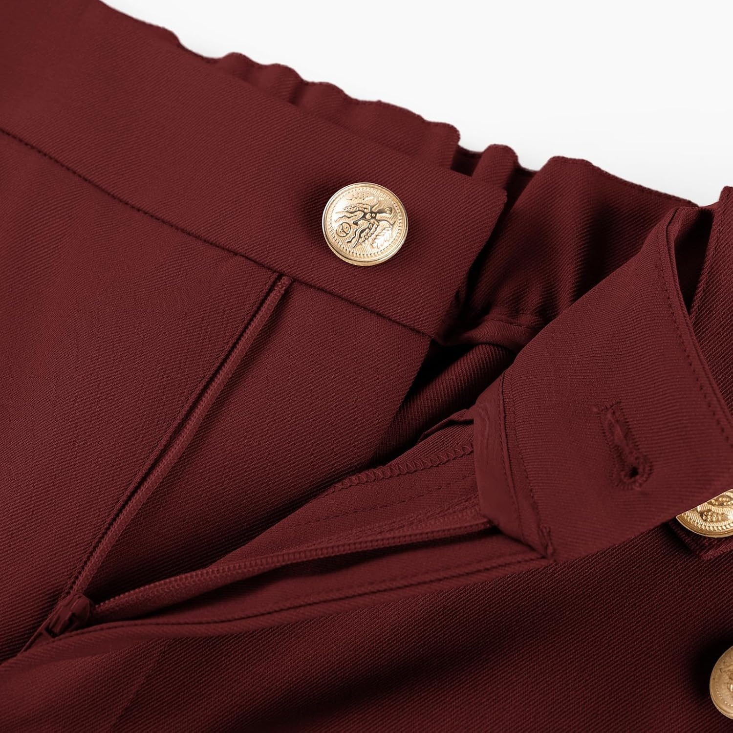 image:imageGRACE KARIN Wide Leg Dress Pants for Women 2026 Business Casual Trousers High Waisted Work Buttons with Pockets Straight Leg Teacher Flowy PalazzoBurgundy