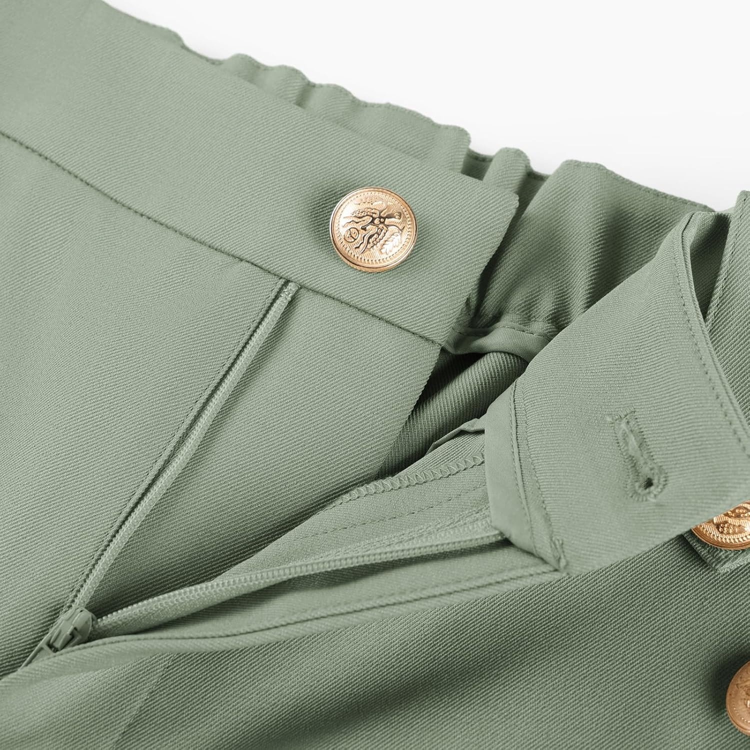 image:imageGRACE KARIN Wide Leg Dress Pants for Women 2026 Business Casual Trousers High Waisted Work Buttons with Pockets Straight Leg Teacher Flowy PalazzoGrey Green